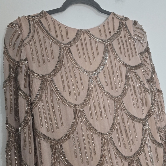 NBD Tristan Mini Dress in Gold & Nude Beader sequined embellished evening night - Picture 7 of 16